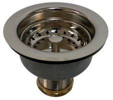 Signature Hardware 414086 Deep Strainer Basket with Lift Stopper Polished Nickel