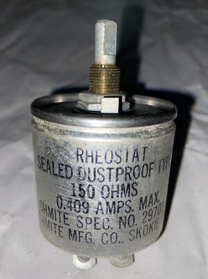 OHMITE SEALED AIRCRAFT TYPE  RHEOSTAT 10 OHMS  25 WATT