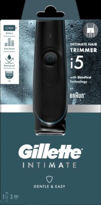 Gillette Intimate i5 Akku-Schamhaarschneider & Rasierer für Männer Nass/Trocken, schwarz