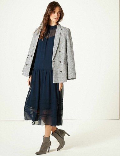 Long Sleeve Drop Waist Midi Dress rrp 