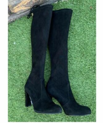 $798 NEW STUART WEITZMAN Sz 8.5 KEENLAND Highland BLACK Over The Knee BOOTs