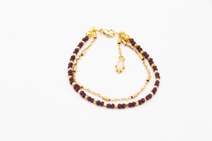 Authentic PURPLE CRYSTAL GOLD PLATED DOUBLE BRACELET WITH HAMSA HAND WOMEN
