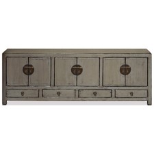 US Seller - Elmwood Distressed Gray Kang Oriental Sideboard