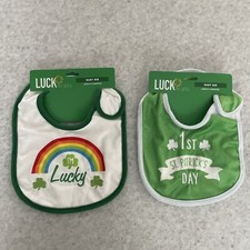 2 New Irish / St. Patrick's Day Bib, Infants, Baby Age 0-12 Months Shamrock
