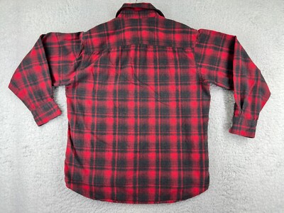 Redhead Shirt Men Large Red Black Plaid 100% Cotton Long Sleeve