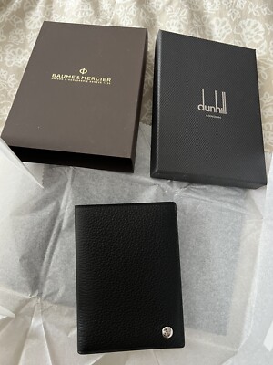 Dunhill x Baume & Mercier Black Leather Passport Holder Case NEW