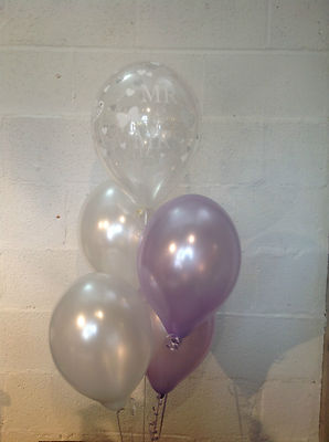 30 Mr & Mrs Pearlised Balloons, Lilac & White Wedding (Helium Quality)