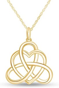 Authentic Irish Heart Celtic Vintage Pendant Necklace 14K Gold Plated 925 Sterling Silver