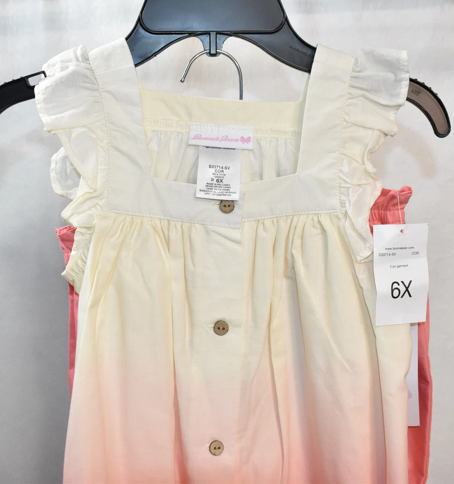 Conjunto de top y pantalón corto Bonnie Jean talla 6X coral para niña Foto 3 de 4