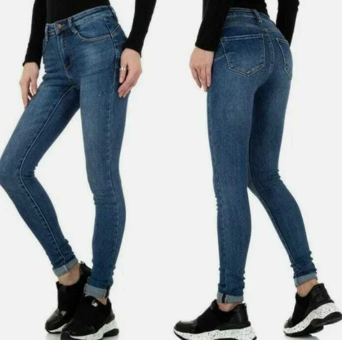 Jeans donna pantaloni skinny SLIM elasticizzati push up aderenti nuovi vita alta - Immagine 2 di 4