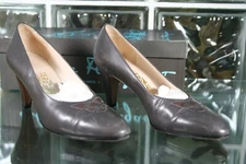 Salvatore Ferragamo ROSANNA Grey Calf Cordeaux Kid Womens Shoes Size 6.5B