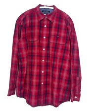 VTG Tommy Jeans Long Sleeve Button Up Shirt Men s Sz L Plaid Cotton Hilfiger