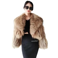 Real Raccoon Fur Strips Large Fur Collar Short Women's Winter Coat Jackets Parka