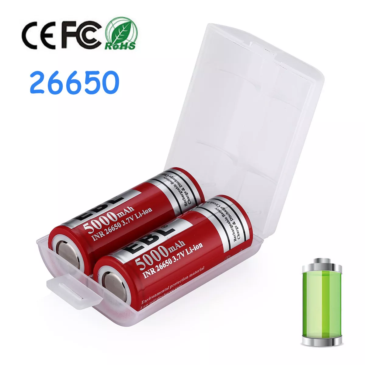 juego exposición camioneta 2x EBL 26650 5000mAh 3.7V Rechargeable Li-ion Battery For Flashlight + Free Box | eBay juego exposición camioneta 2x EBL 26650 5000mAh 3.7V Rechargeable Li-ion Battery For Flashlight + Free Box | eBay