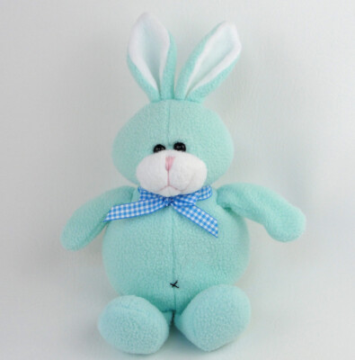 Best Made Toys Sherpa Bunny Rabbit Plush Teal Blue Gingham Bow X Bellybutton 11''