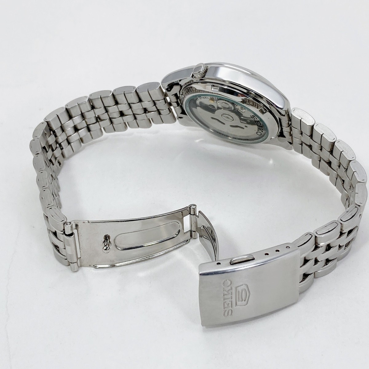 SEIKO 5 Automatic Silver tone 21 Jewels Day Date Mens Watch 7S26 