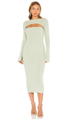 Bubish X REVOLVE Paloma Bodycon Midi Dress Sage Green Chain Straps S NWT  $259 | eBay