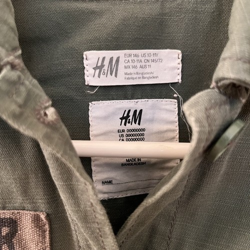 H&M Girl Power You Got This Button Front Shirt Jacket Army Green Size 10-11 yrs - Picture 8 of 14
