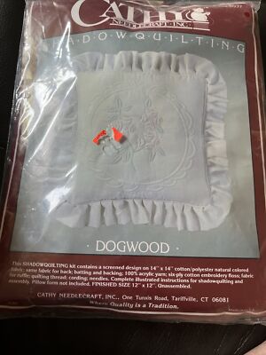 Vintage Cathy Needlecraft Shadow Quilting ROSE Pillow Kit  #6936 USA 1980s
