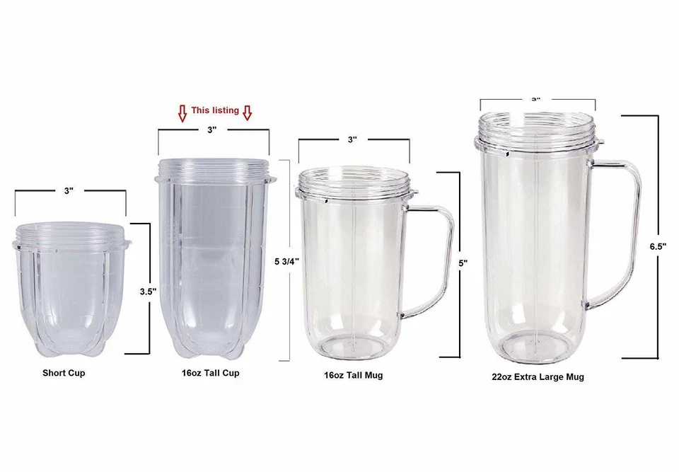 2 Magic Bullet Blender 16 oz Cups & Replacement Blades - 2 Cups and 2 Blades Set - Image 4 of 4