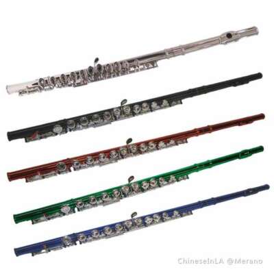Merano C Flute 16 Hole+Accessories~Silver Red Black Blue Green