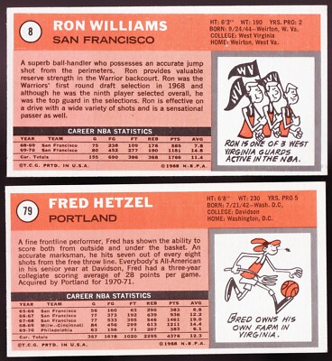 Ron Williams 8 San Francisco Fred Hetzel 79 Portland Philadelphia