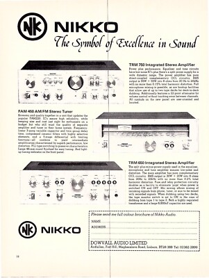HIFIB5 ADVERT 11X8'' NIKKO AUDIO. FAM 450 AM/FM TUNER, TRM 650 & 750 AMPLIFIERS