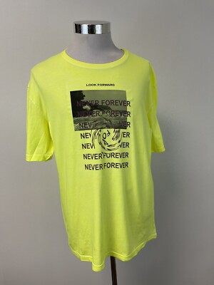 Corella Shirt Mens Medium Tee Never Forever Look Forward Green Cotton N45