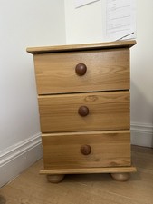 Solid Pine 3-Drawer Bedside Table / Cabinet (Sturdy Real Wood)