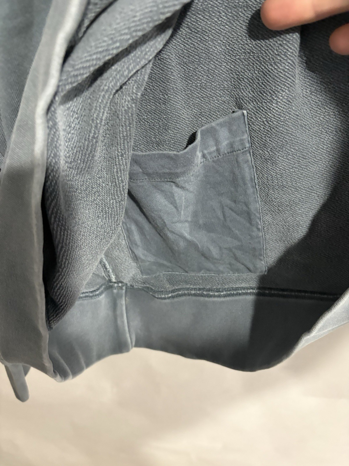 Prana Gray Sweatshirt Distressed Ripped Pullover Suze L -? image 8