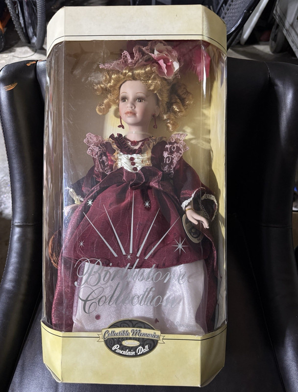 Collectible Memories Birthstone 16in Porcelain Blonde Girl Doll Stand