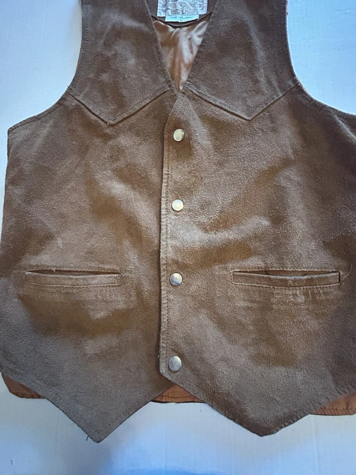 De Colección Sheplers Partners Hombres 42/L Chaleco Occidental Marrón Gamuza A Presión Vaquero Rancho Rodeo Foto 2 de 4