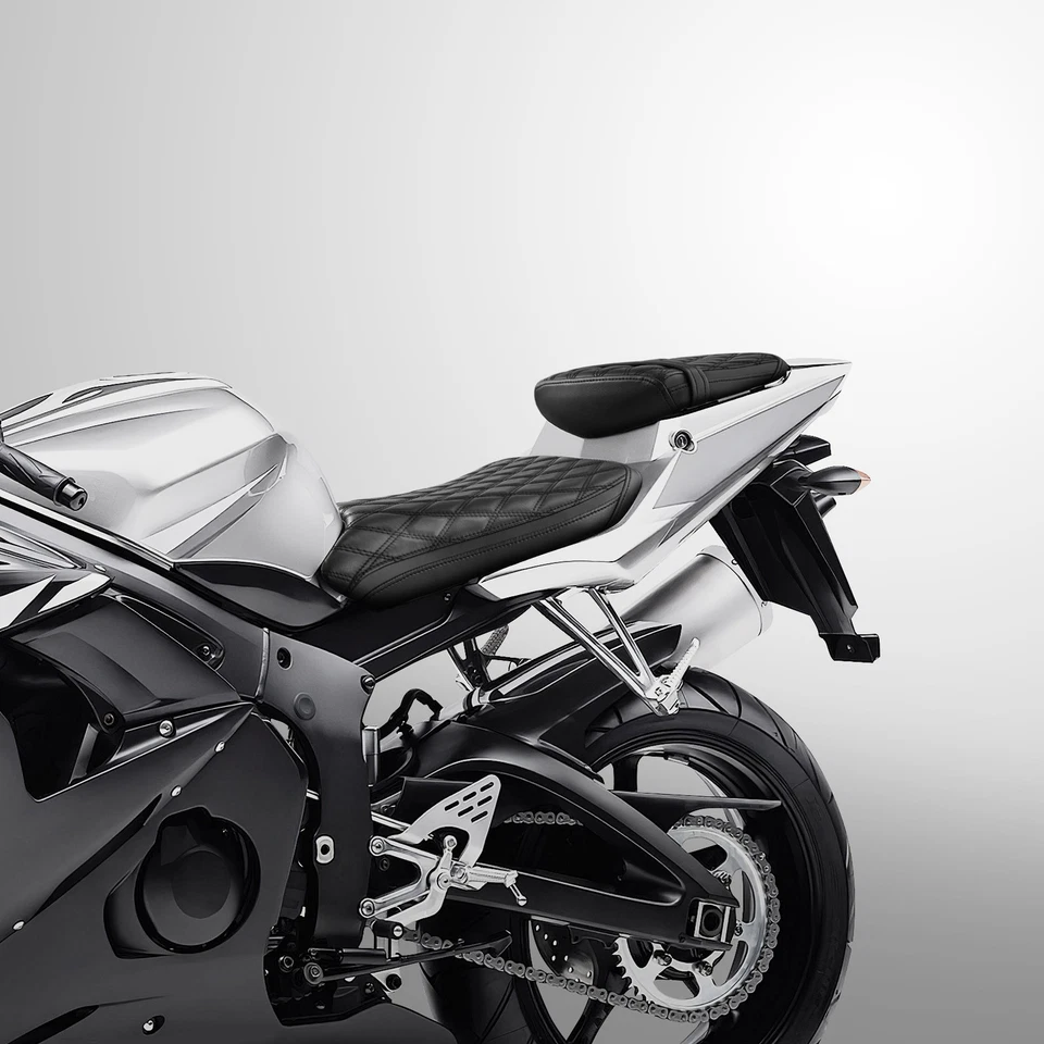 Driver & Passenger Seat Fit For Yamaha YZF R6 2003-2005 YZF R6S 2006-2009 Black - Image 4 of 4