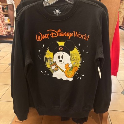 2026 Disney Parks Halloween Ghost Mickey Black Sweatshirt Adult NWT!