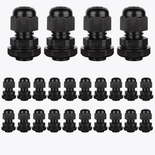 Venforze NPT Cable Glands, 1/4" Strain Relief Nylon Cord 1/4-24pcs, Black 