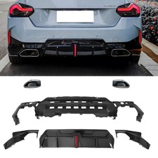 Rear Bumper Diffuser Lip+Exhaust Pipe For BMW 2 Series G42 M Sport 2022-2025