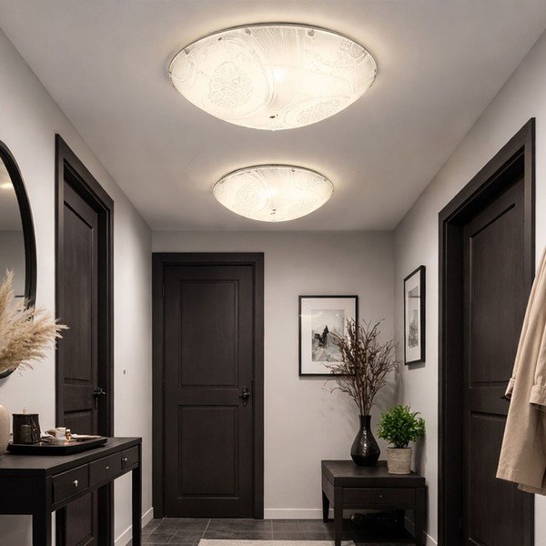 Wohnzimmerlampe Deckenleuchte Deckenlampe Led Kristalle Glas Weiß Satiniert 2X-image