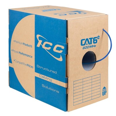Cat6e Ethernet Cable 1000ft Blue Bulk UTP Solid Pure Copper 23AWG Unshielded CMR