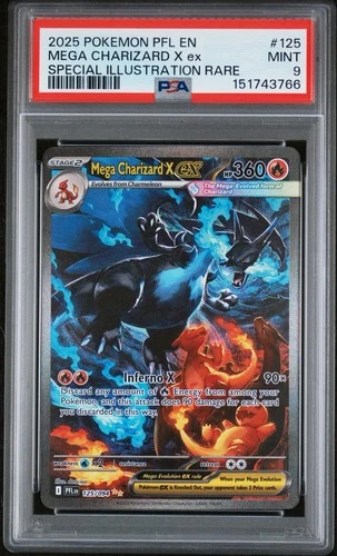 2025 POKEMON PFL SPECIAL ILLUSTRATION RARE #125 MEGA CHARIZARD X EX PSA 9