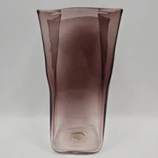 Blenko Glass Paper Bag Vase Amethyst 10” Excellent Condition Read