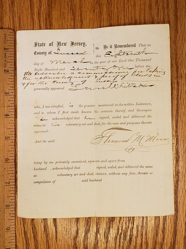 1871 Legal document- State of New Jersey, County of Sussex