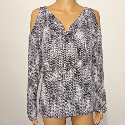 Washington Womens long sleeve cold shoulder blouse Size M Neutrual cowl neck