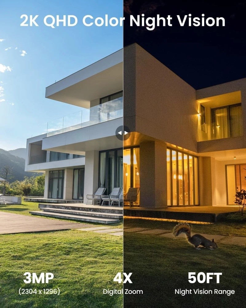 ieGeek Solar Camera Outdoor Wireless, 2K WiFi Battery Powered Cameras System