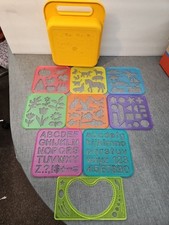 VINTAGE TUPPERWARE TUPPERTOYS 8 STENCILS WITH YELLOW CASE