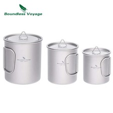 Boundless Voyage Titanium Camping Mug with Lid - Stackable Travel Cup
