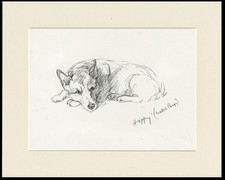 CORGI VINTAGE 1937 DOG ART PRINT by LUCY DAWSON READY MOUNTED