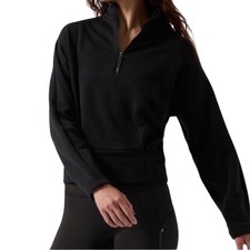 Athleta Altitude Polartec Quarter Zip Sweatshirt Black Pullover Womens Size M