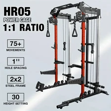 Power Cage with Dual Independent Pulley System Squat Rack