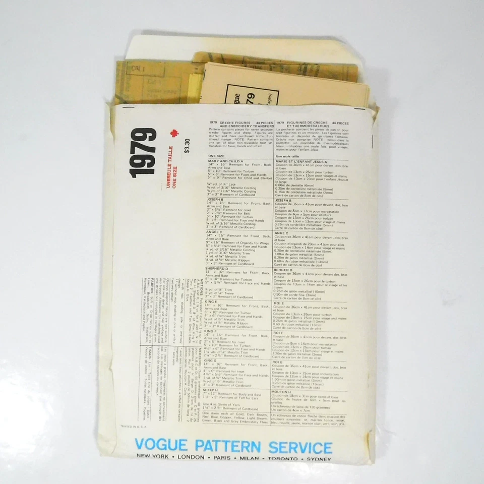 Vogue 1979 Creche Christmas Nativity Figures Sheep Pattern Uncut Transfer - Image 4 of 4