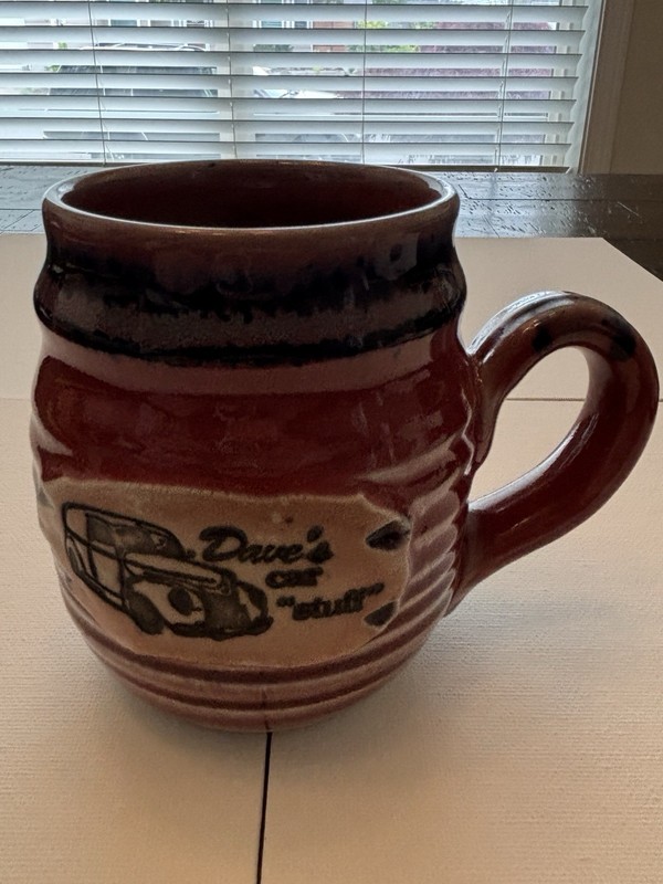 Handmade Coffee Mug BD's Pottery Dave’s Car “Stuff” Stamped